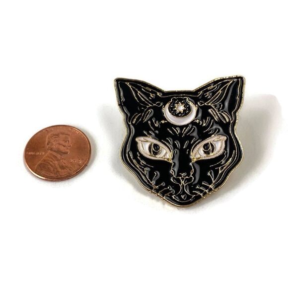 Sphinx Black/ Gold Large Enamel Pin/ Brooch Lapel - Picture 2 of 5